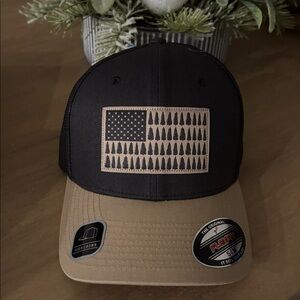 Columbia Tree Flag Fitted Trucker Hat Gray SM Embroidered Mesh Back Vented Holes